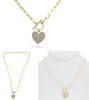 LARGE 1.0CT DIAMOND 14KT YELLOW GOLD ROUND PAVE HEART SHAPE TOGGLE LOVE NECKLACE