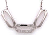 ESTATE .74CT DIAMOND 18KT WHITE GOLD CLASSIC OVAL SQUARE LINK FUN LOVE NECKLACE