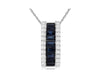 1.13CT DIAMOND & AAA SAPPHIRE 14KT WHITE GOLD 3D EMERALD CUT & ROUND BAR PENDANT