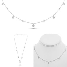 .33CT DIAMOND 14KT WHITE GOLD 3D MULTI CIRCULAR FLORAL BY THE YARD LOVE NECKLACE