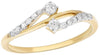 ESTATE .26CT DIAMOND 14KT WHITE & YELLOW GOLD 3D 2 STONE CRISS CROSS LOVE RING