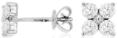 ESTATE .80CT DIAMOND 14KT WHITE GOLD 3D FOUR STONE FLOWER SQUARE STUD EARRINGS