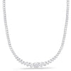 LARGE 5.09CT DIAMOND 14KT WHITE GOLD 3D ROUND 3 PRONG GRADUATING TENNIS NECKLACE