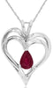 .50CT AAA RUBY 14KT WHITE GOLD 3D PEAR SHAPE SOLITAIRE DOUBLE HEART LOVE PENDANT