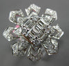 ESTATE LARGE 1.87CT DIAMOND 18K WHITE GOLD ROUND & BAGUETTE STAR FLOWER FUN RING