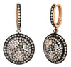 2.72CT WHITE & MOCHA DIAMOND 18KT ROSE GOLD 3D CLUSTER CIRCULAR HANGING EARRINGS