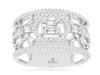 WIDE .66CT DIAMOND 14KT WHITE GOLD 3D ROUND & BAGUETTE FILIGREE ANNIVERSARY RING