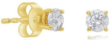 ESTATE .22CT DIAMOND 14KT YELLOW GOLD 3D CLASSIC SOLITAIRE 4 PRONG STUD EARRINGS
