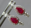 .80CT DIAMOND & AAA RUBY 14KT WHITE GOLD PEAR SHAPE & ROUND HUGGIE HOOP EARRINGS