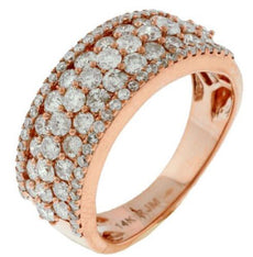 WIDE 1.75CT DIAMOND 14KT ROSE GOLD 3D ROUND CLASSIC MULTI ROW ANNIVERSARY RING