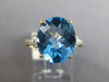 5.24CT DIAMOND & AAA BLUE TOPAZ 14KT YELLOW GOLD 3D OVAL & ROUND FLORAL FUN RING