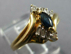 .30CT DIAMOND & AAA SAPPHIRE 14KT 2 TONE GOLD ROUND MARQUISE & BAGUETTE FUN RING