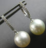 ESTATE .12CT DIAMOND & AAA SOUTH SEA PEARL 14KT WHITE GOLD FUN HANGING EARRINGS