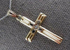 ANTIQUE .02CT OLD MINE DIAMOND 14KT 2 TONE GOLD 3D CROSS FLOATING PENDANT #27383