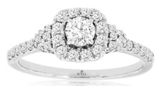 .77CT DIAMOND 14KT WHITE GOLD 3D ROUND SQUARE HALO FRIENDSHIP ENGAGEMENT RING