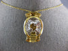 ESTATE EXTRA LARGE 1.86CT DIAMOND 14K 2 TONE GOLD 3D OVAL CROWN FLOATING PENDANT