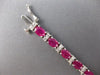 ESTATE WIDE 14.06CT DIAMOND & AAA RUBY 14KT WHITE GOLD 3D TENNIS BRACELET #27618