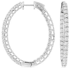 5.0CT DIAMOND 14KT WHITE GOLD 3D ROUND INSIDE OUT HUGGIE HOOP HANGING EARRINGS