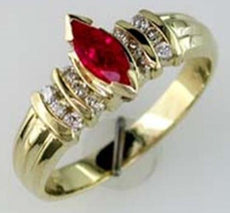 .70CT DIAMOND & AAA RUBY 14KT YELLOW GOLD MARQUISE & ROUND FRIENDSHIP LOVE RING