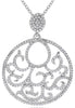 .60CT DIAMOND 14KT WHITE GOLD 3D ROUND OPEN FILIGREE FLORAL FUN FLOATING PENDANT