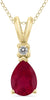 .72CT DIAMOND & AAA RUBY 14KT YELLOW GOLD PEAR SHAPE & ROUND SOLITAIRE PENDANT