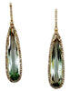 LARGE 14.75CT DIAMOND & AAA GREEN AMETHYST 14KT YELLOW GOLD ELONGATED EARRINGS