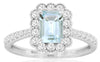 1.33CT DIAMOND & AAA AQUAMARINE 14KT WHITE GOLD FILIGREE SQUARE ENGAGEMENT RING
