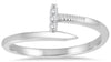 ESTATE .04CT DIAMOND 14KT WHITE GOLD 3D ROUND CLASSIC NAIL DESIGN FUN RING