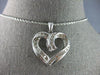 ESTATE LARGE 1.02CT DIAMOND 14KT WHITE GOLD 3D OPEN HEART LOVE FLOATING PENDANT