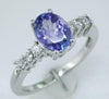 1.54CT DIAMOND & AAA TANZANITE 14KT WHITE GOLD 3D OVAL & ROUND ENGAGEMENT RING