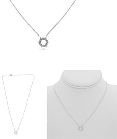 .09CT DIAMOND 14K WHITE GOLD ROUND MULTI STAR CIRCLE OF LIFE ADJUSTABLE NECKLACE