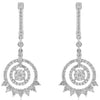 1.25CT DIAMOND 18KT WHITE GOLD MULTI CIRCULAR FLOWER TEAR DROP HANGING EARRINGS