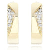 ESTATE .10CT DIAMOND 14KT YELLOW GOLD 3D CLASSIC PAVE TRIANGULAR HUGGIE EARRINGS