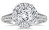 ESTATE 1.0CT DIAMOND 14KT WHITE GOLD ROUND CLASSIC HALO FLORAL ENGAGEMENT RING