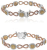 3.22CT WHITE PINK & FANCY YELLOW DIAMOND 18K TRI COLOR GOLD OVAL TENNIS BRACELET