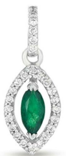 .54CT DIAMOND & AAA EMERALD 14KT WHITE GOLD 3D ROUND & MARQUISE FLOATING PENDANT