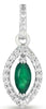 .54CT DIAMOND & AAA EMERALD 14KT WHITE GOLD 3D ROUND & MARQUISE FLOATING PENDANT