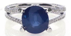 2.07CT DIAMOND & AAA SAPPHIRE 18KT WHITE GOLD ROUND 3/4 ETERNITY ENGAGEMENT RING