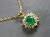 .65CT DIAMOND & AAA EMERALD 14K YELLOW GOLD ROUND FLOWER FLOATING PENDANT #27565