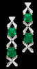 ESTATE LARGE 18.32CT DIAMOND & AAA EMERALD PLATINUM MULTI SHAPE HANGING EARRINGS