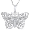 ESTATE .06CT DIAMOND 14KT WHITE GOLD 3D CLASSIC BUTTERFLY LOVE FLOATING PENDANT