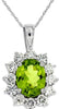 2.90CT DIAMOND & AAA PERIDOT 14K WHITE GOLD OVAL & ROUND FLOWER FLOATING PENDANT
