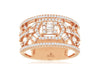 .70CT DIAMOND 14KT ROSE GOLD ROUND & BAGUETTE CLUSTER HEXAGON ANNIVERSARY RING