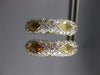 1.0CT DIAMOND 14KT 2 TONE GOLD SEMI HOOP GEOMETRICAL FUN HANGING EARRINGS #27313