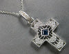 LARGE .4CT DIAMOND & AAA SAPPHIRE 14K WHITE GOLD FILIGREE CROSS FLOATING PENDANT