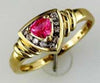 .47CT DIAMOND & AAA PINK SAPPHIRE 14K YELLOW GOLD TRILLION & ROUND HALO FUN RING
