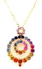 2.17CT AAA MULTI COLOR SAPPHIRE 18K YELLOW GOLD DOUBLE CIRCULAR FLOATING PENDANT