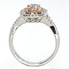 CERTIFIED 1.48CT WHITE & PINK DIAMOND 18K WHITE & ROSE GOLD OVAL ENGAGEMENT RING
