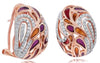 .47CT DIAMOND & MULTI COLOR ENAMEL 14KT ROSE GOLD 3D MULTI LEAF CLIP ON EARRINGS
