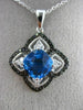 ESTATE 3.03CT DIAMOND & BLUE TOPAZ 14KT WHITE & BLACK GOLD OPEN FILIGREE PENDANT
